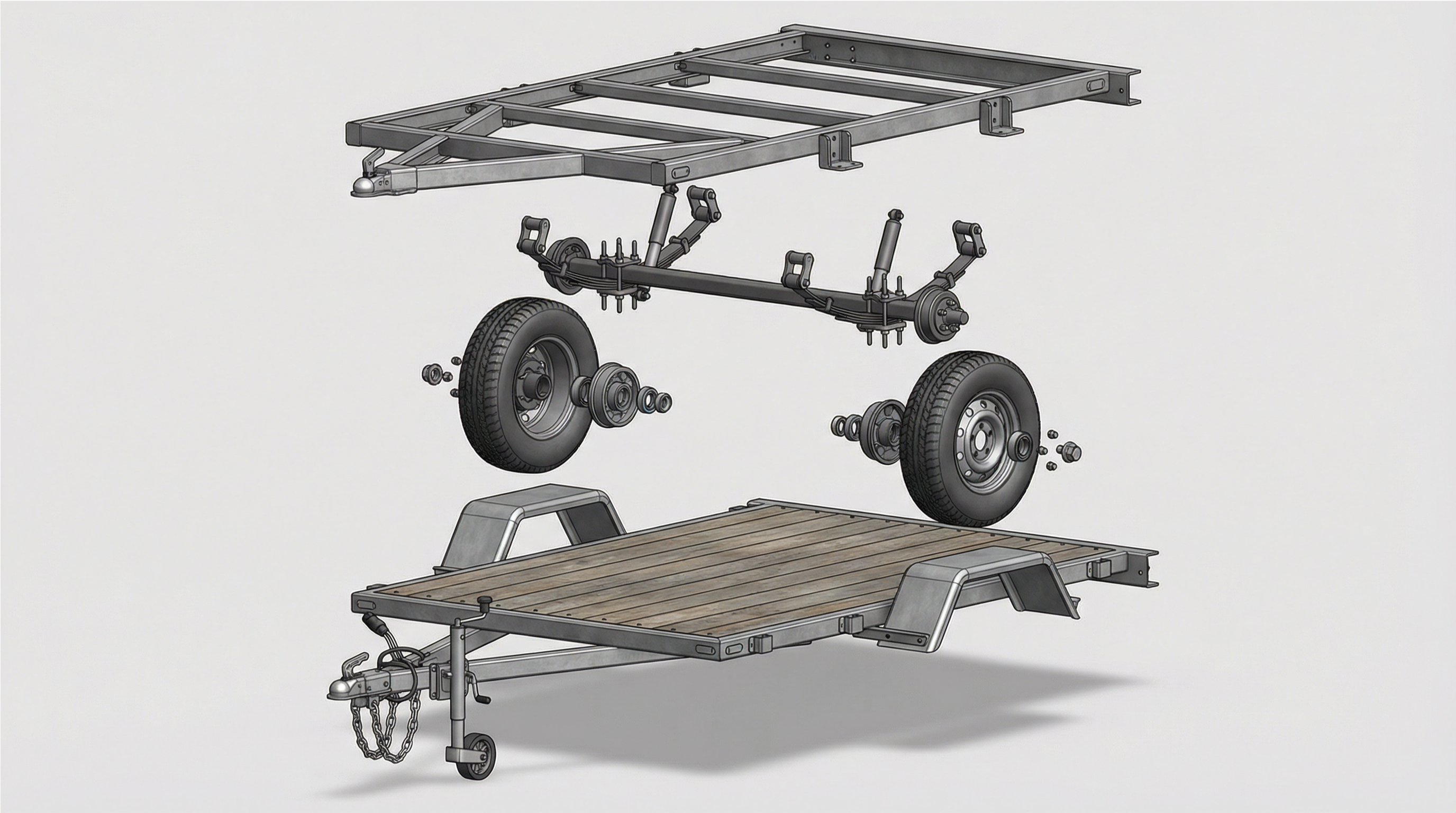 Vista explodida da carretinha