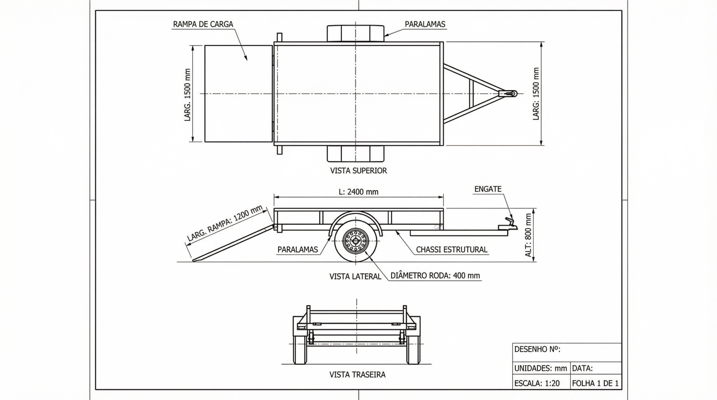 Projeto t{'\u00e9'}cnico da carretinha